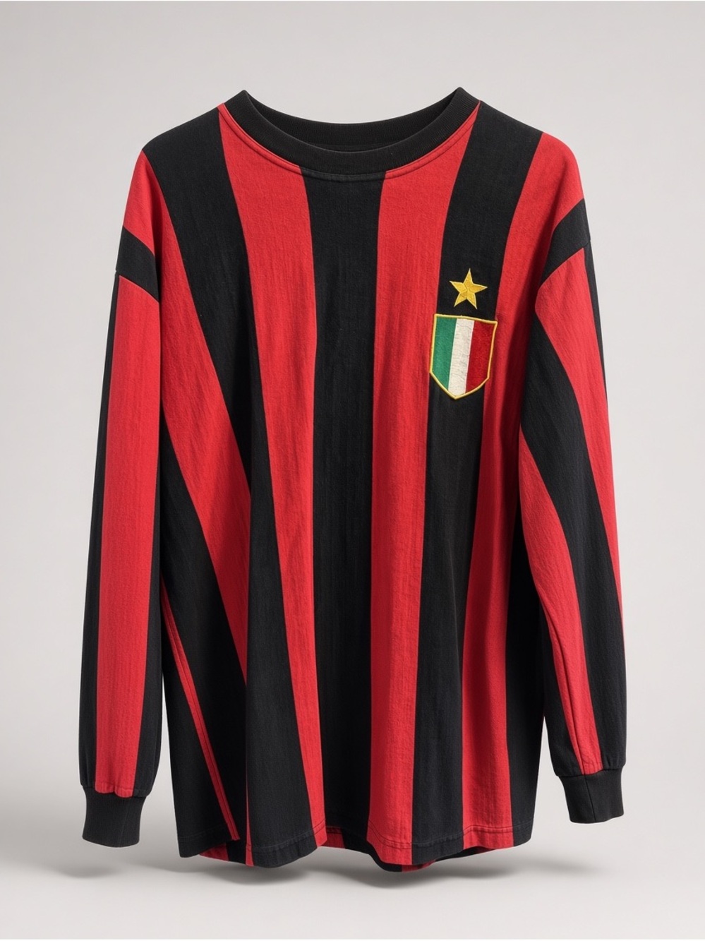 Mens Toffs AC Milan 50'-60s Red & Black Striped jersey XL with Italy Crest